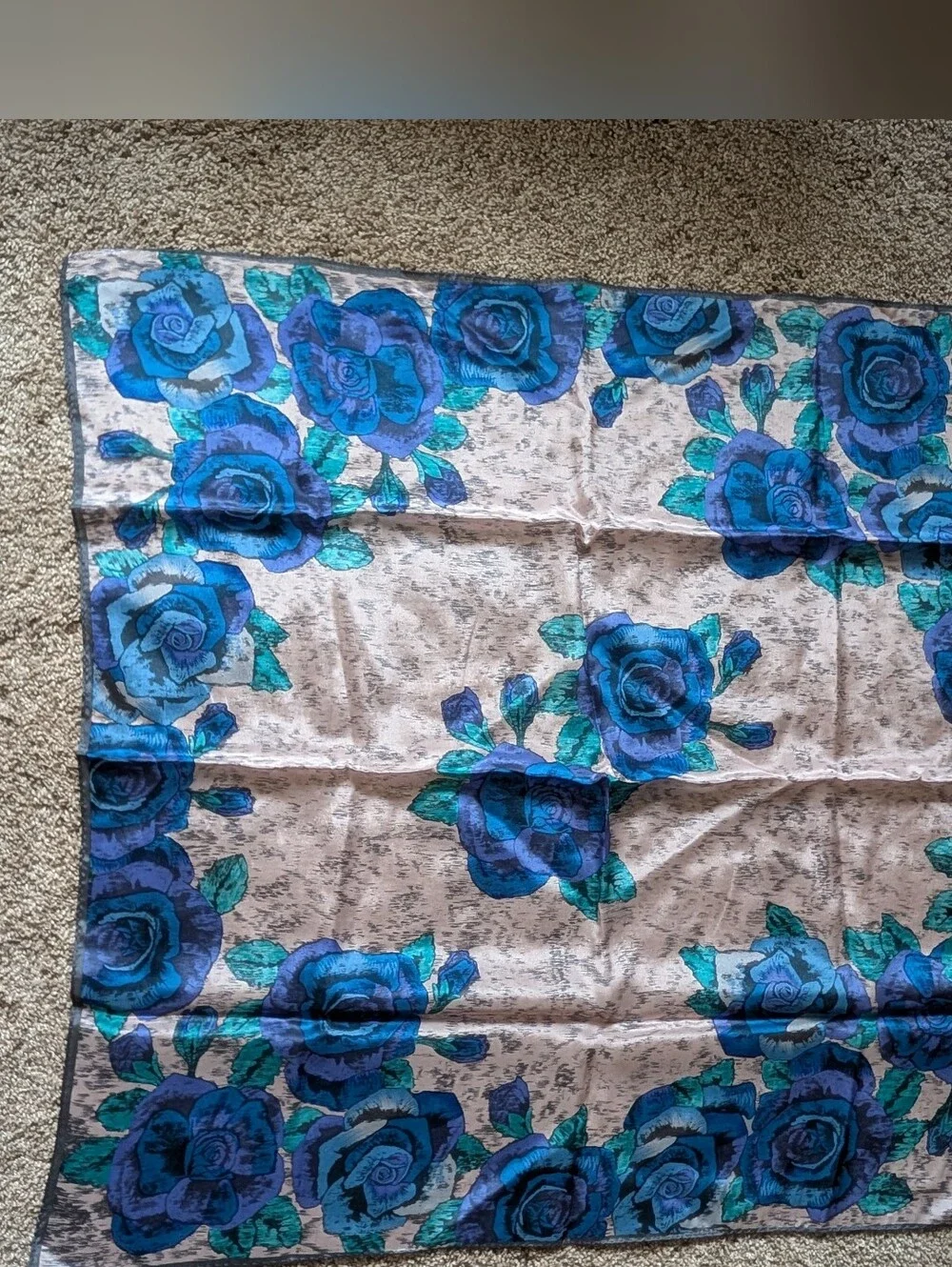 Blue Floral Square Scarf